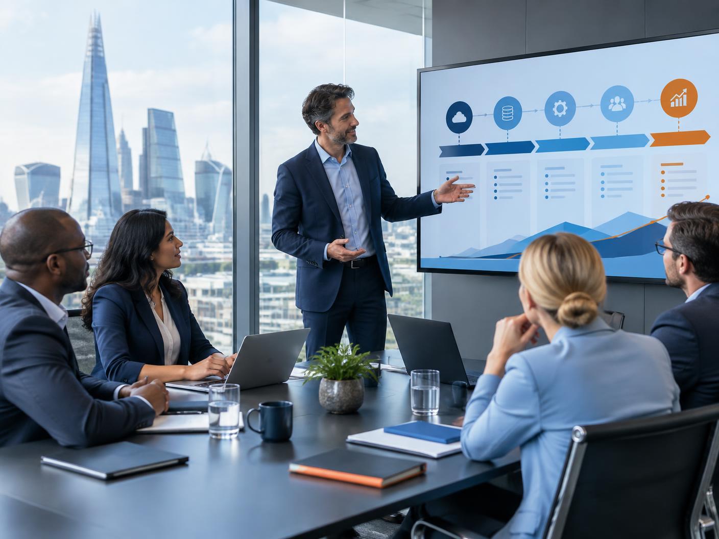 Specialists working together around a table